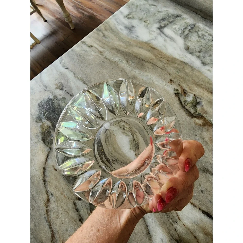 Vintage Mikasas Scalloped Crystal Glass Bowl Icicles Lotus Flower 6